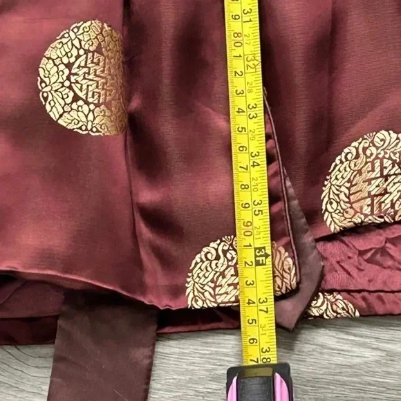 Vintage Men's Oriental Brown Satin Chinese Smoking Jacket